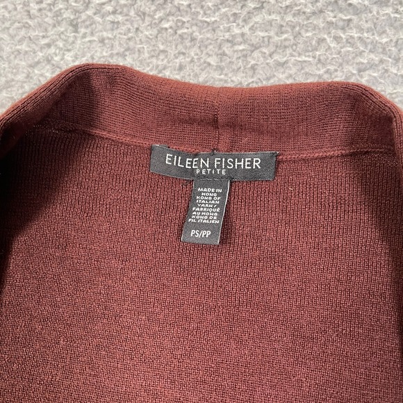 Eileen Fisher Duster Open Cardigan Womens XS Brown 100% Italian Superfine Merino - Picture 3 of 9
